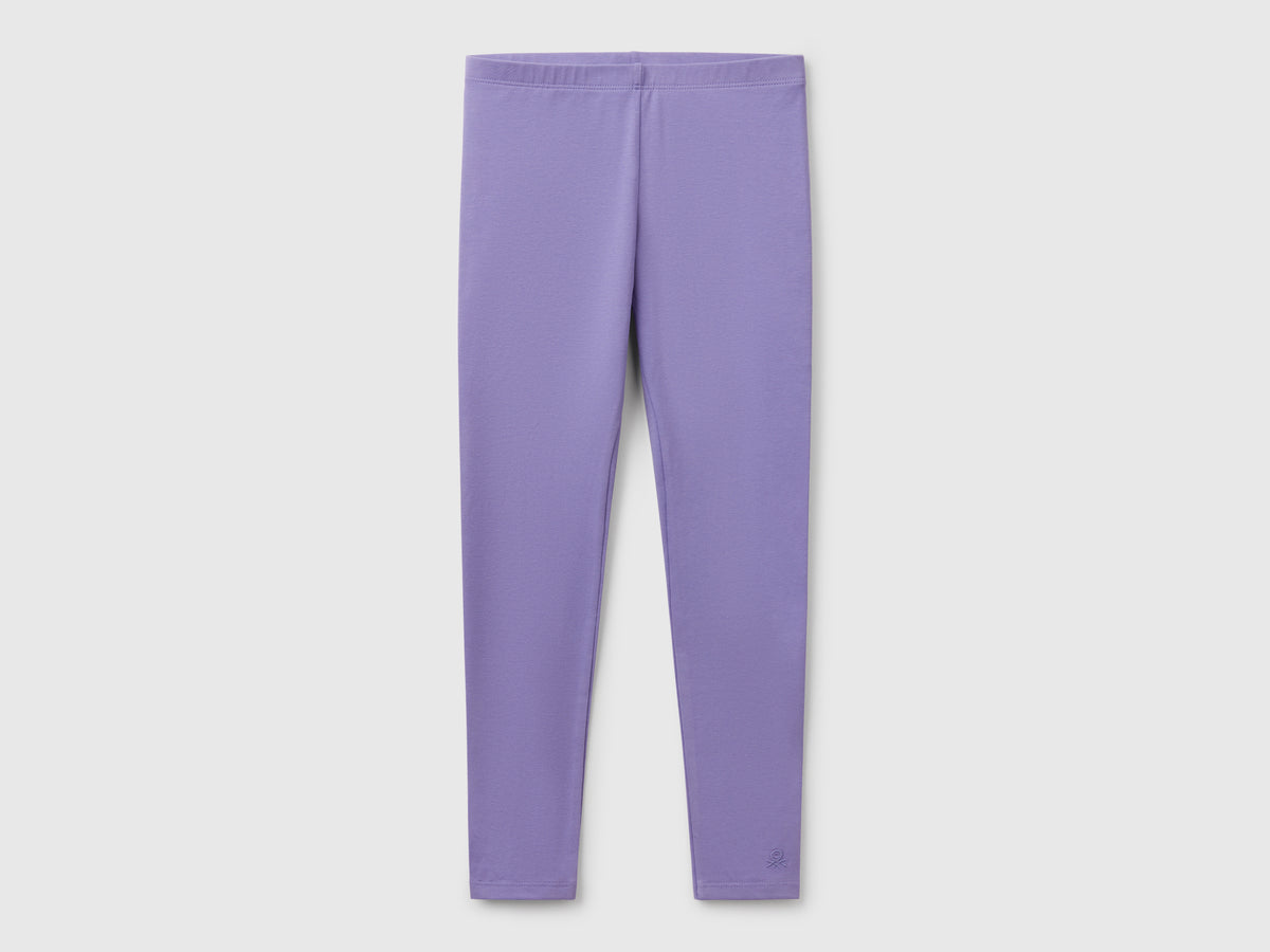 Leggings in cotone stretch con logo