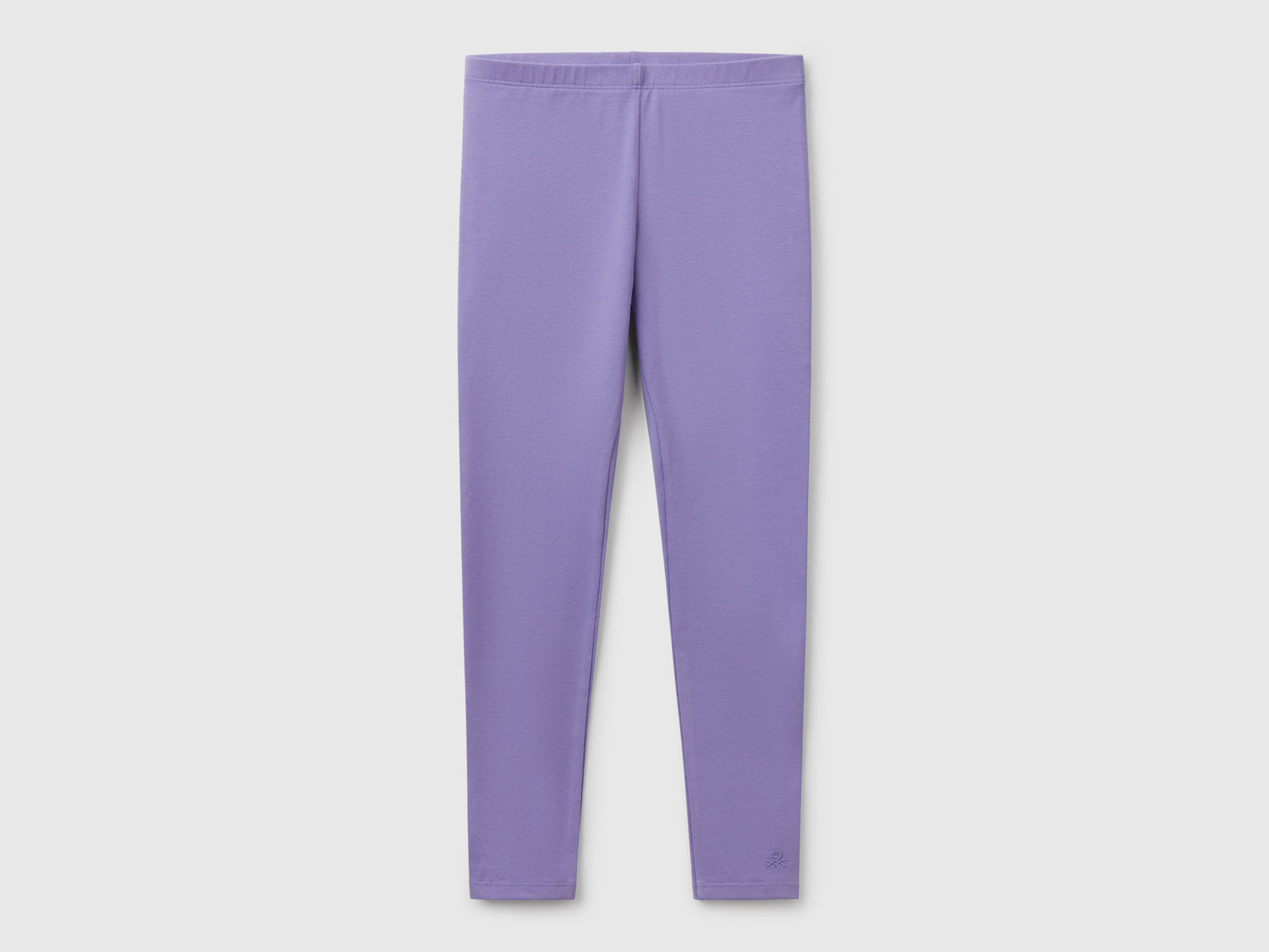 Leggings in cotone stretch con logo da bambina pervinca | Benetton Outlet