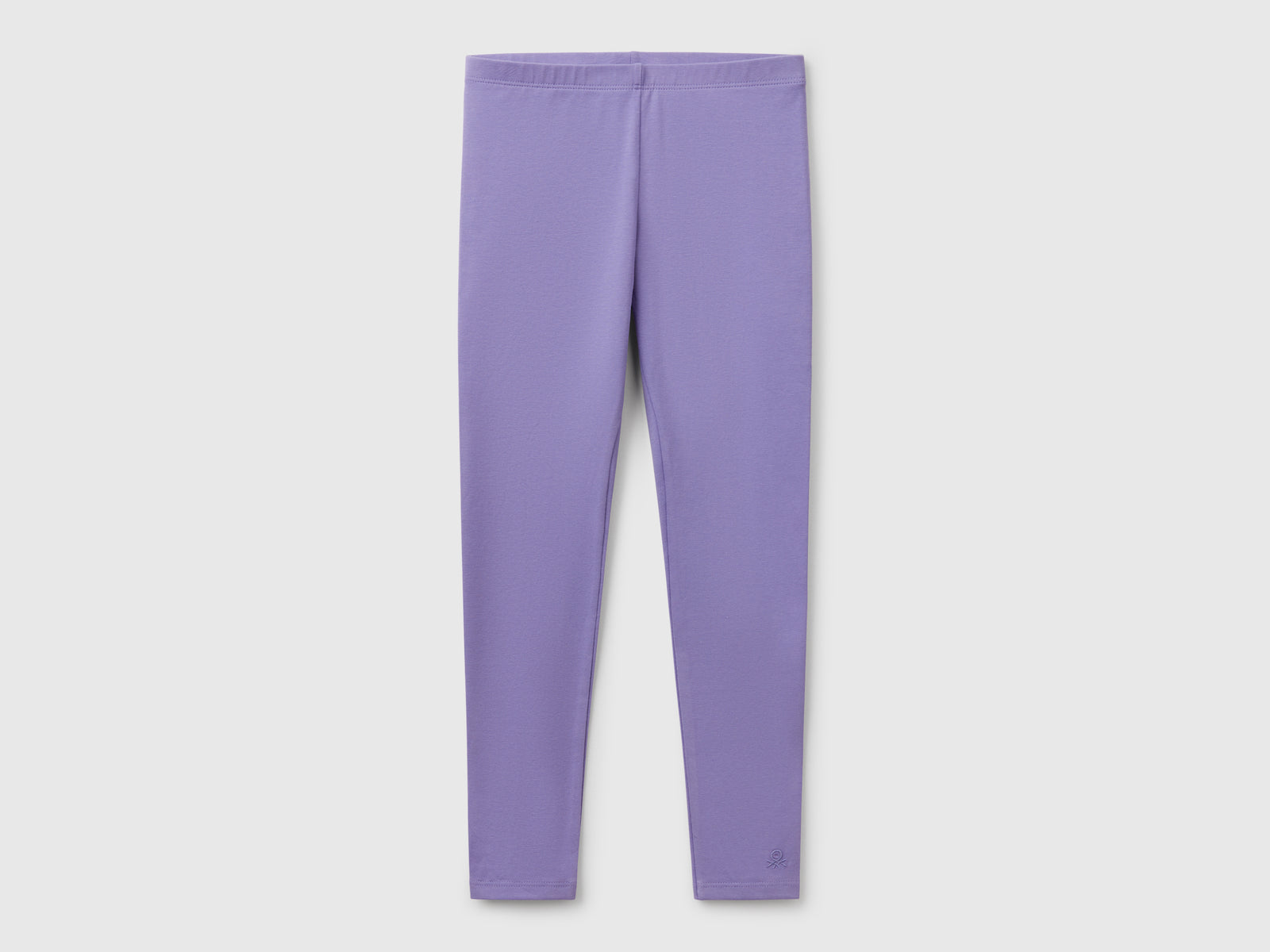 Leggings in cotone stretch con logo da bambina pervinca | Benetton Outlet