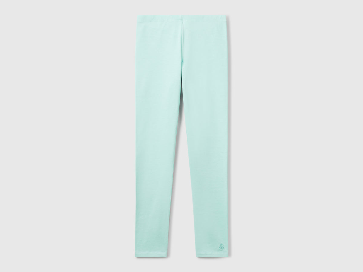 Leggings in cotone stretch con logo