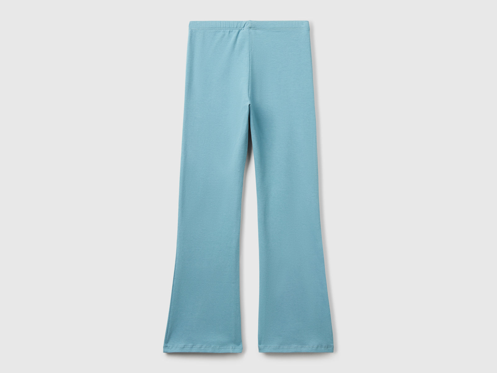 Leggings a zampa in cotone stretch da bambina verde acqua 2 | Benetton Outlet