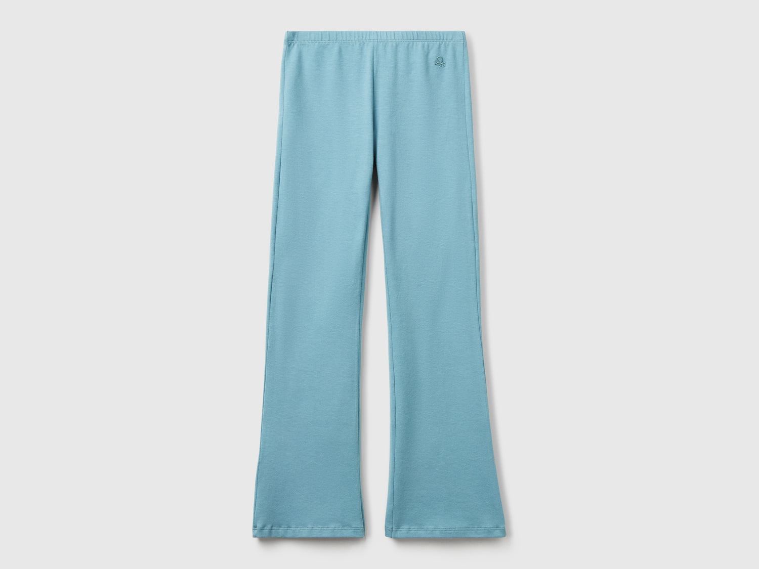 Leggings a zampa in cotone stretch da bambina verde acqua | Benetton Outlet