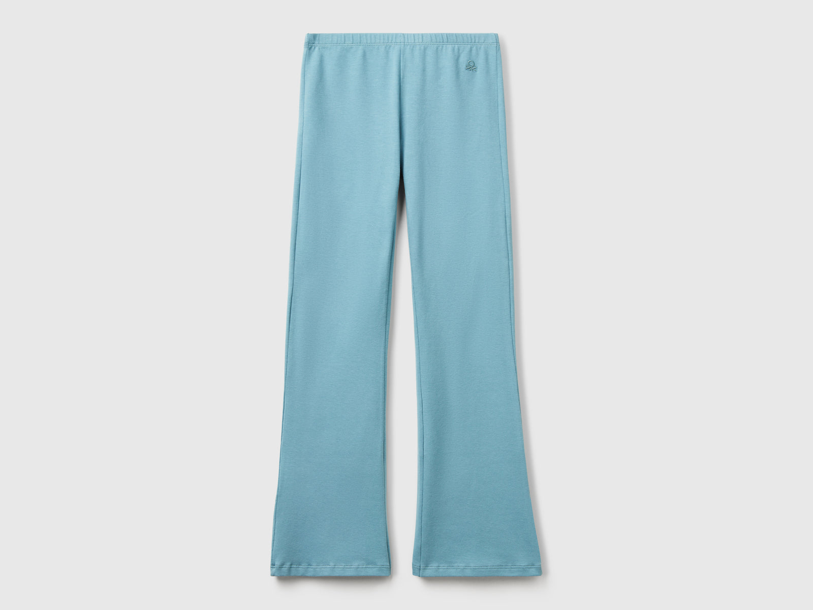 Leggings a zampa in cotone stretch da bambina verde acqua | Benetton Outlet