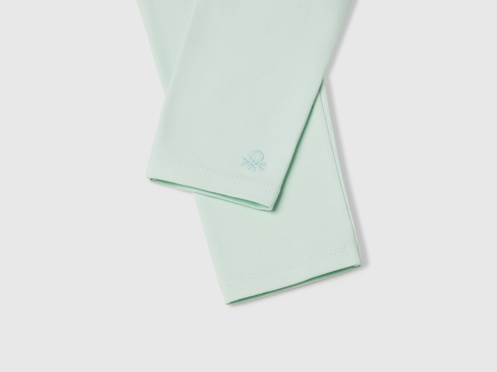 Leggings in cotone stretch da bimba verde acqua 3 | Benetton Outlet