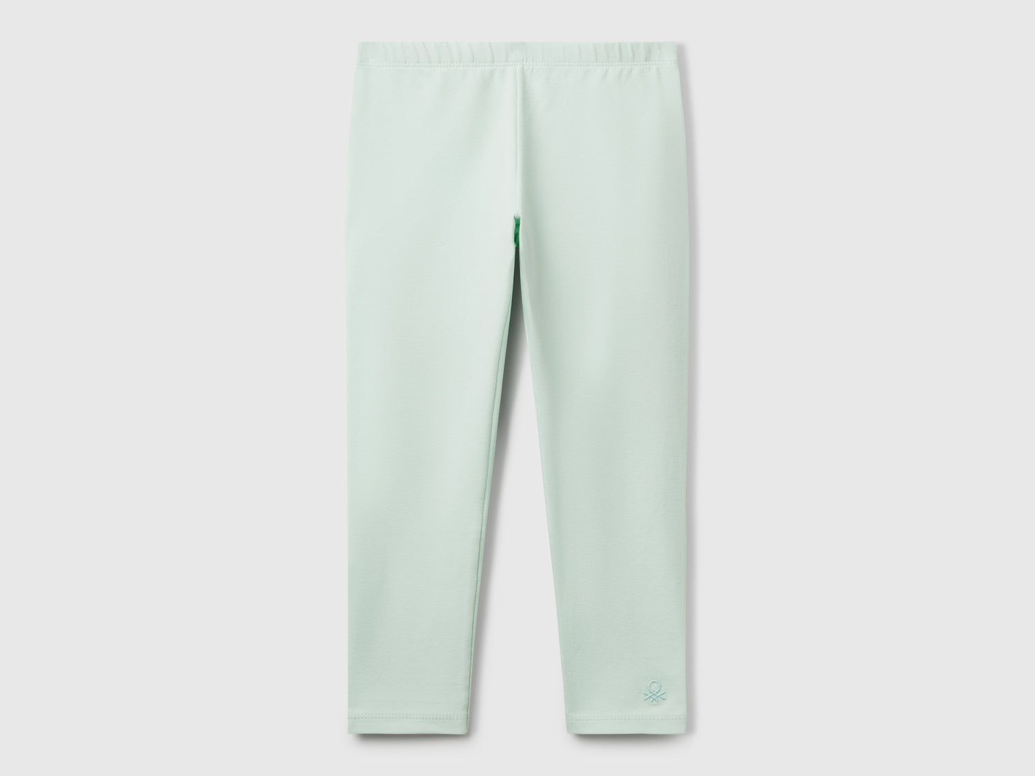 Leggings in cotone stretch da bimba verde acqua | Benetton Outlet