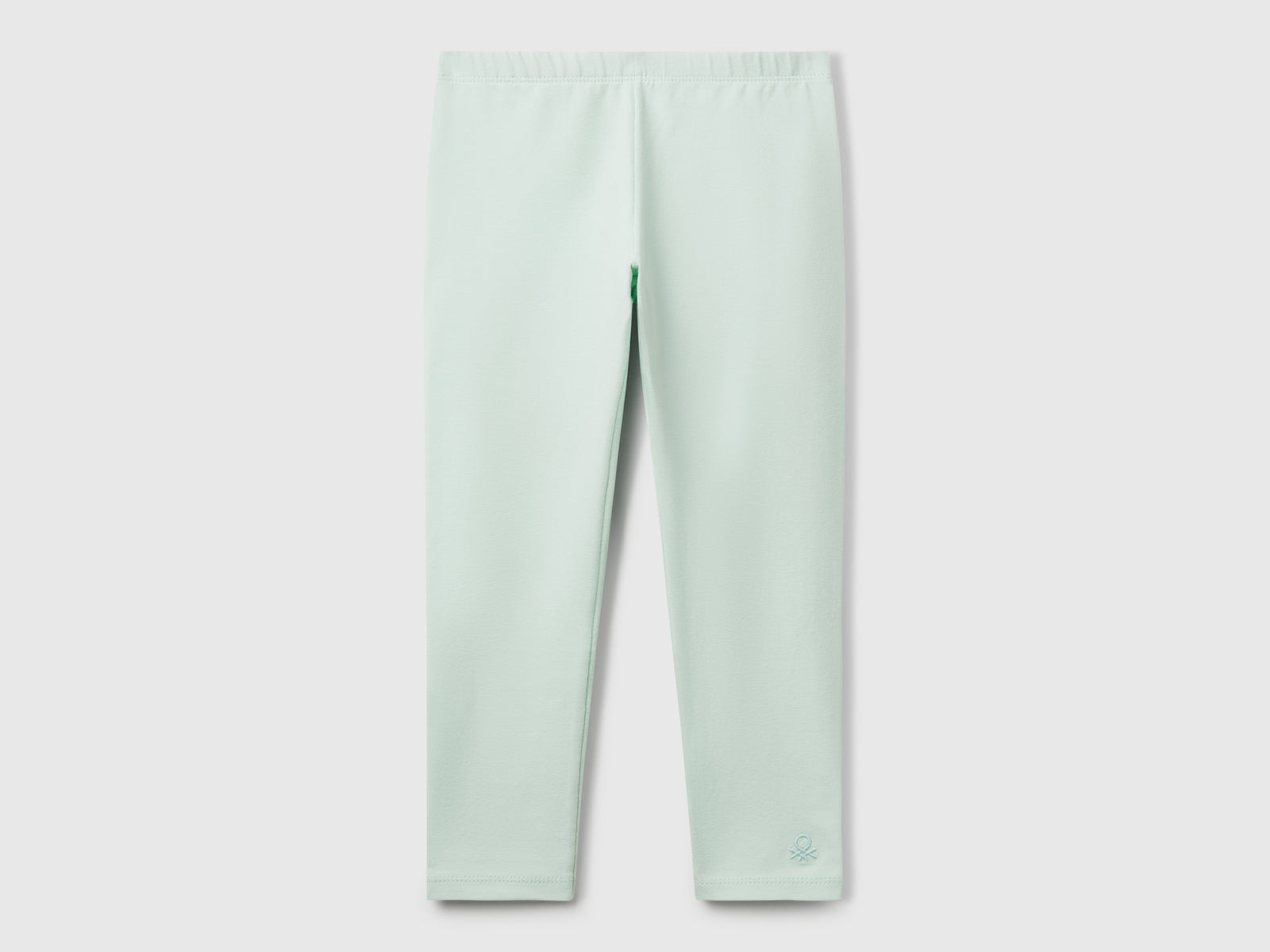 Leggings in cotone stretch da bimba verde acqua | Benetton Outlet
