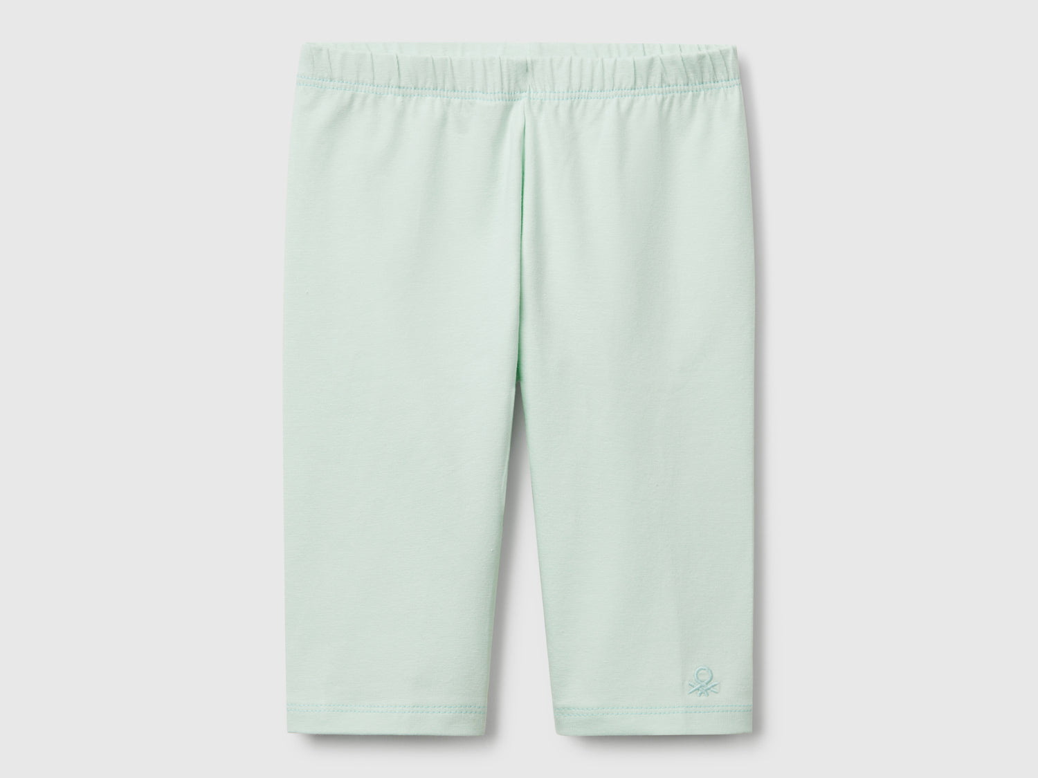 Leggings a 3/4 in cotone stretch da bimba verde acqua | Benetton Outlet