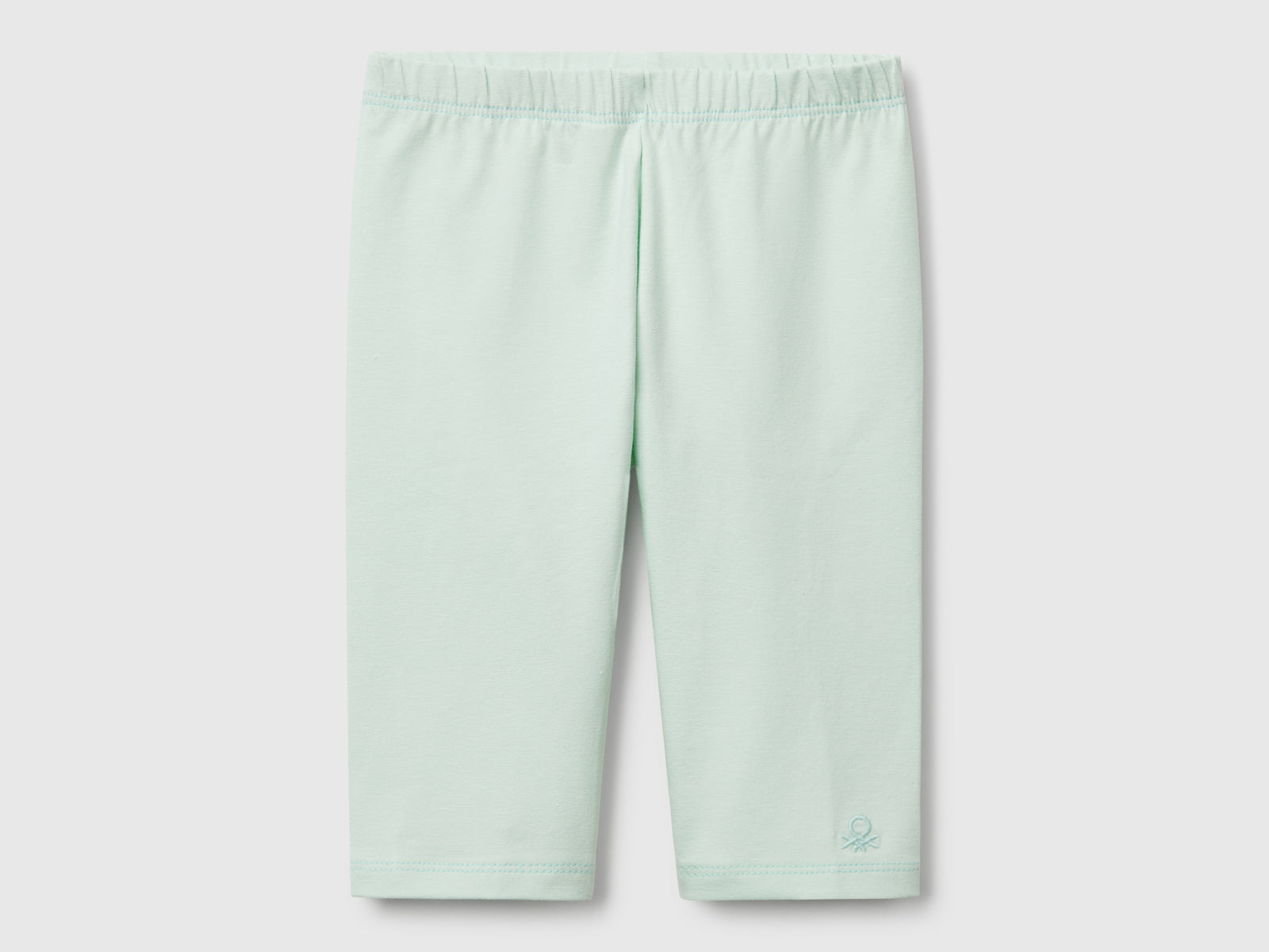 Leggings a 3/4 in cotone stretch da bimba verde acqua | Benetton Outlet