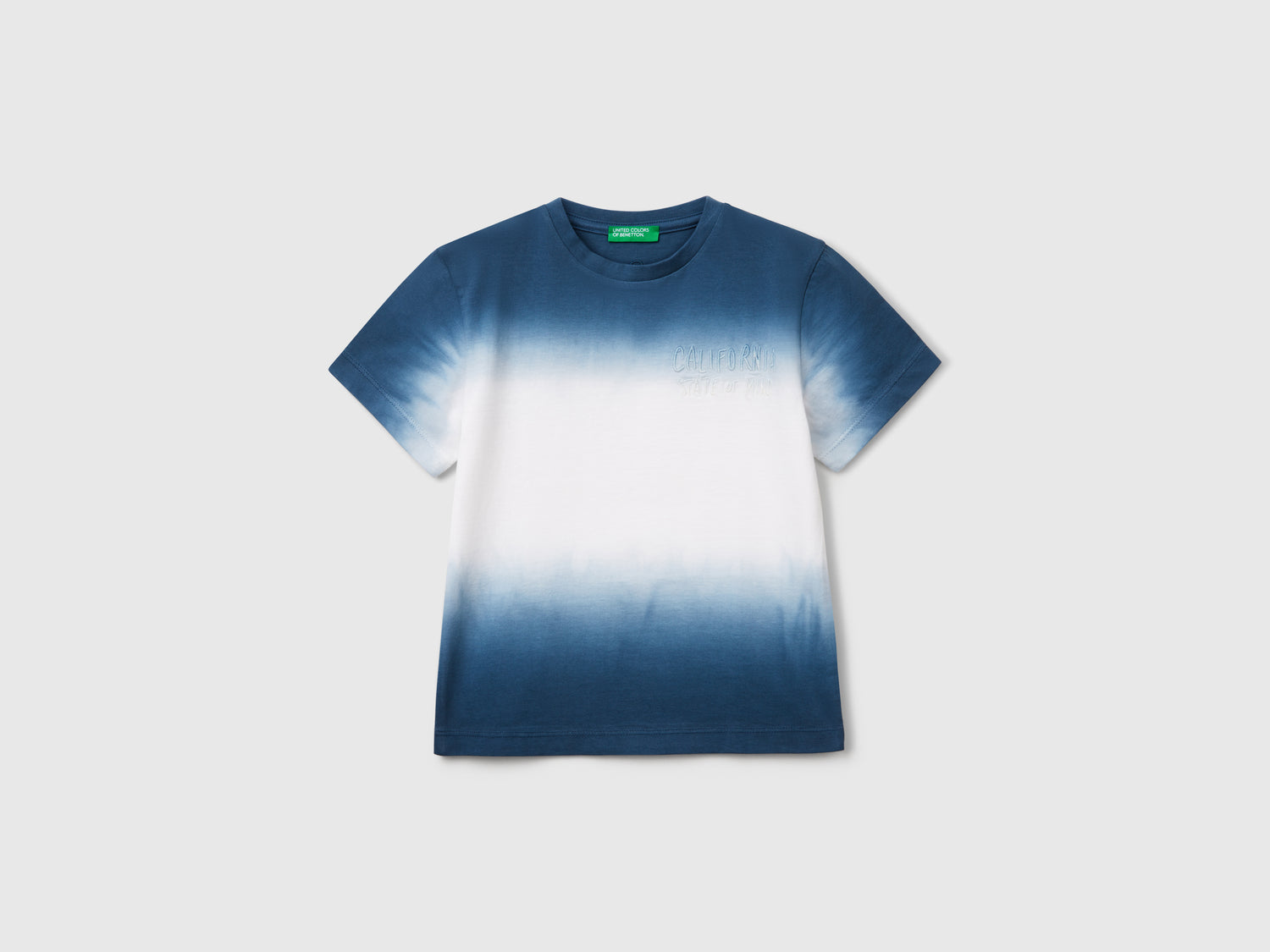 T-shirt dip-dye con ricamo da bimbo blu | Benetton Outlet