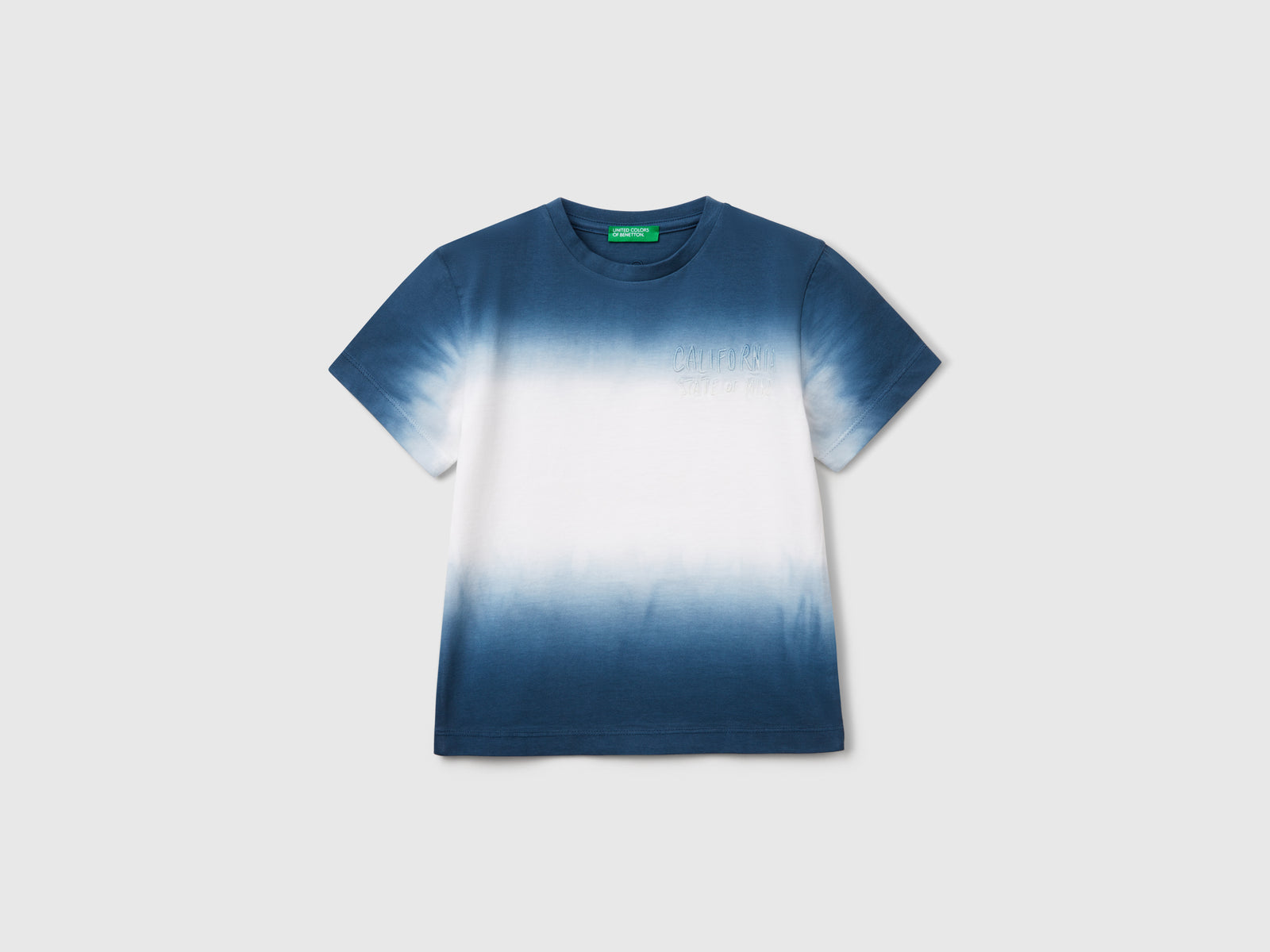 T-shirt dip-dye con ricamo da bimbo blu | Benetton Outlet