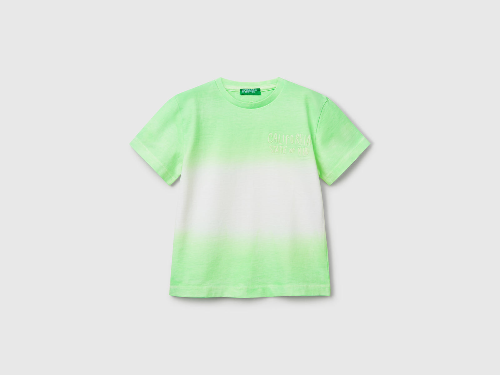 T-shirt dip-dye con ricamo da bimbo verde chiaro | Benetton Outlet