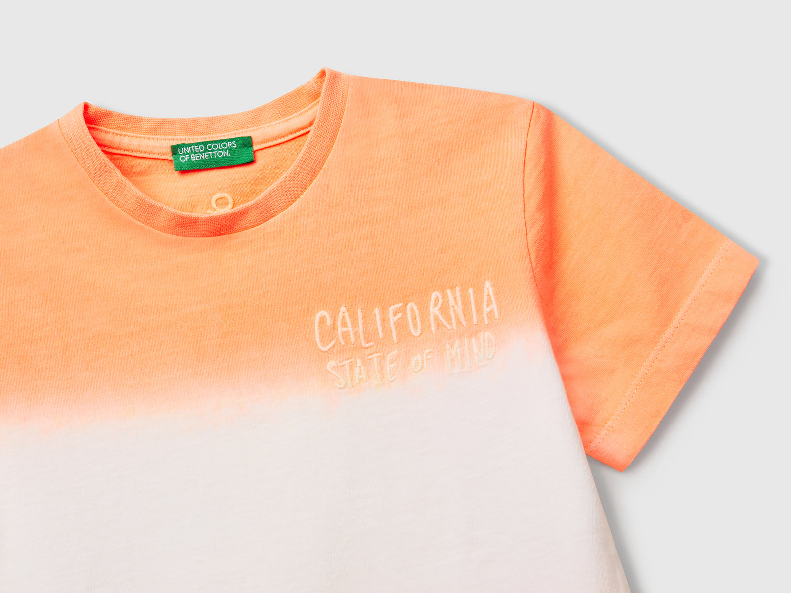 T-shirt dip-dye con ricamo da bimbo arancione 3 | Benetton Outlet