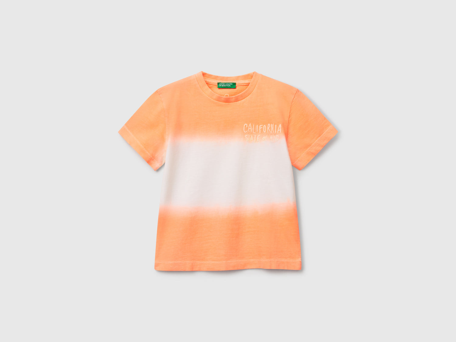 T-shirt dip-dye con ricamo da bimbo arancione | Benetton Outlet