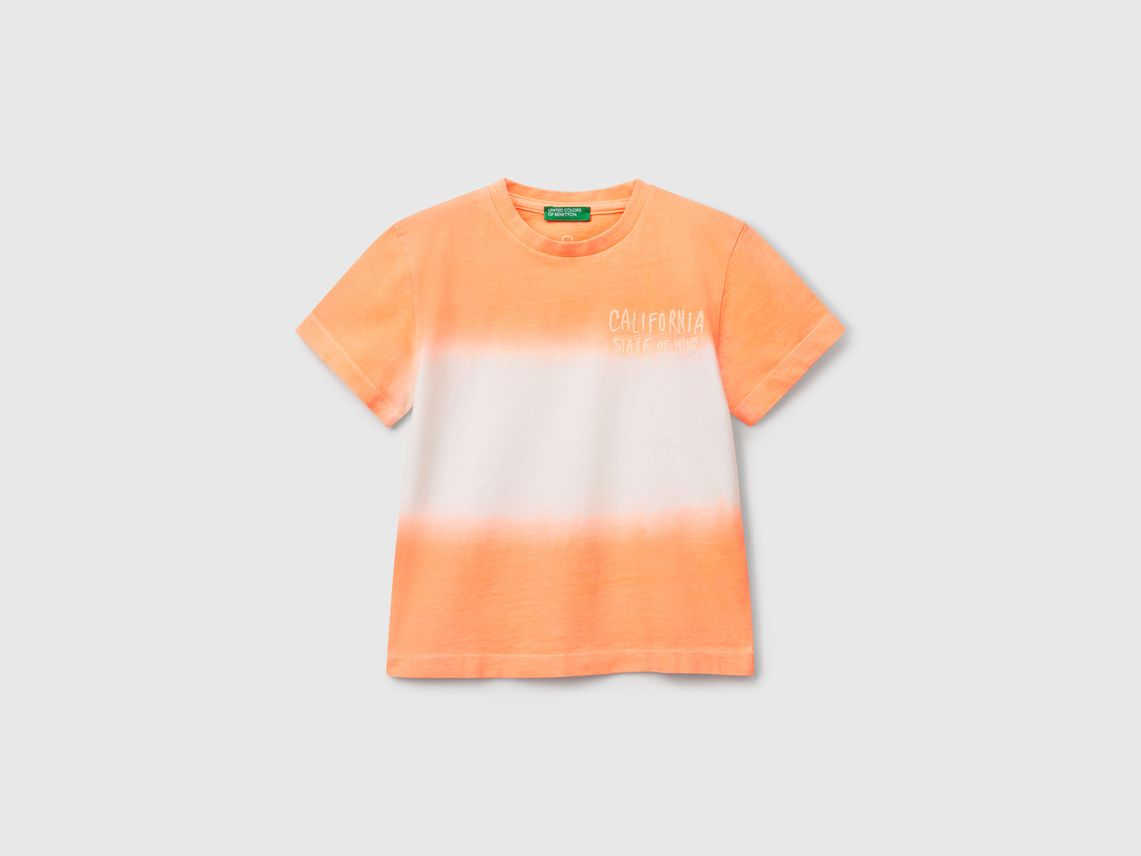 T-shirt dip-dye con ricamo da bimbo arancione | Benetton Outlet