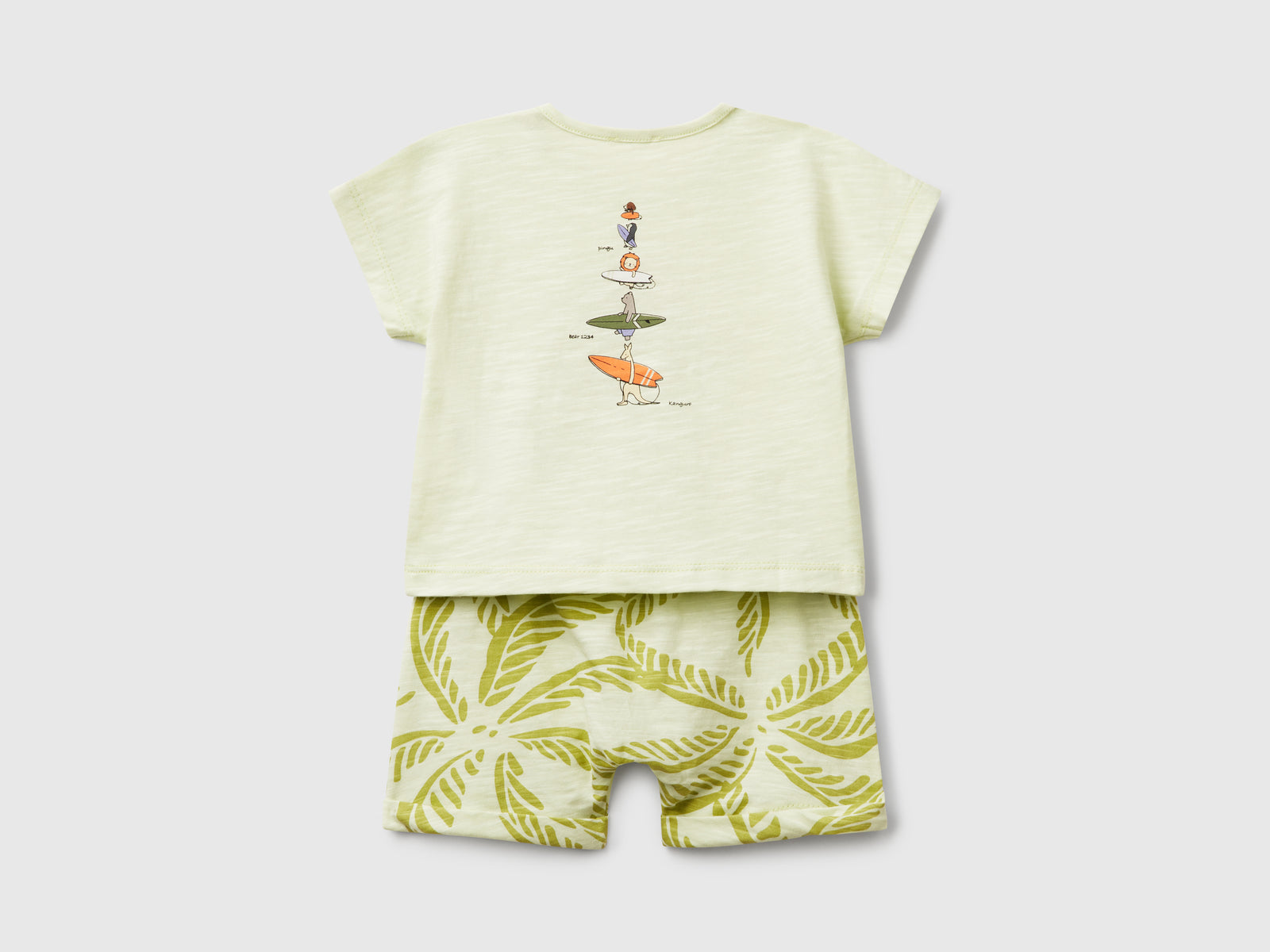 Completo leggero t-shirt e shorts da neonato verde chiaro 2 | Benetton Outlet