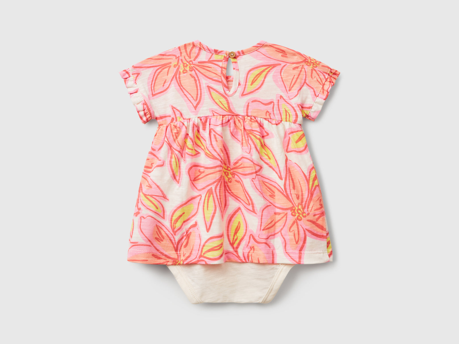 Abito con stampa floreale da neonato pesca 2 | Benetton Outlet