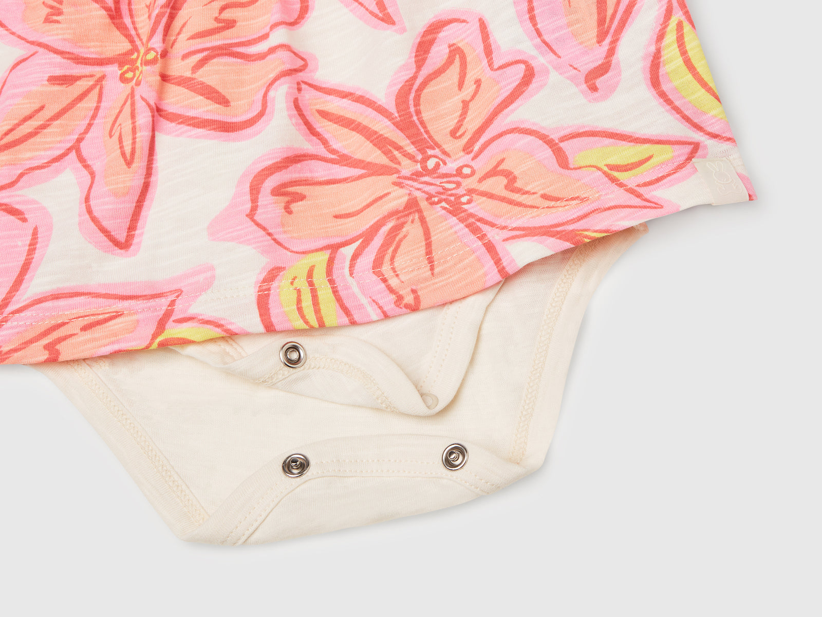 Abito con stampa floreale da neonato pesca 3 | Benetton Outlet