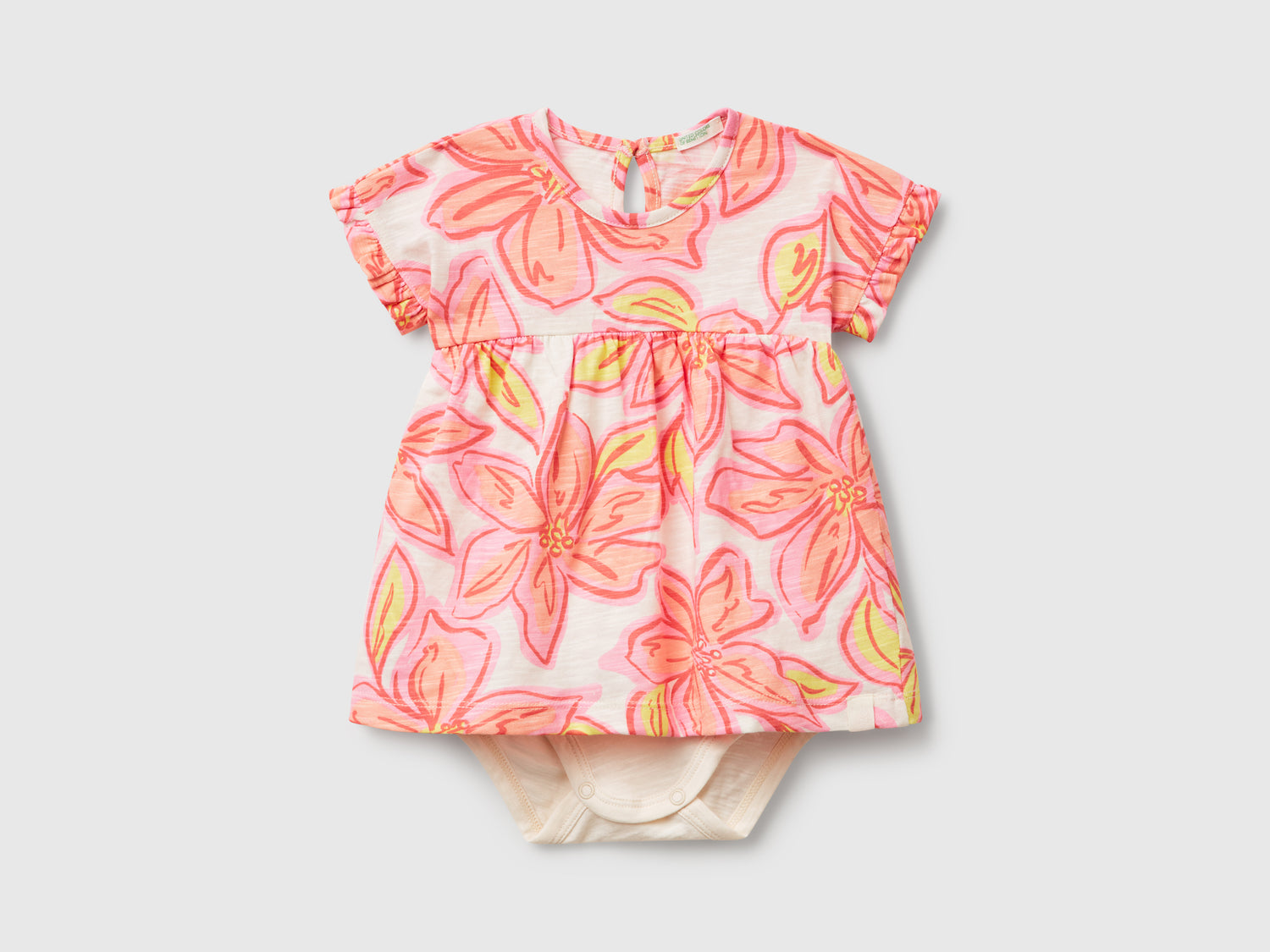 Abito con stampa floreale da neonato pesca | Benetton Outlet