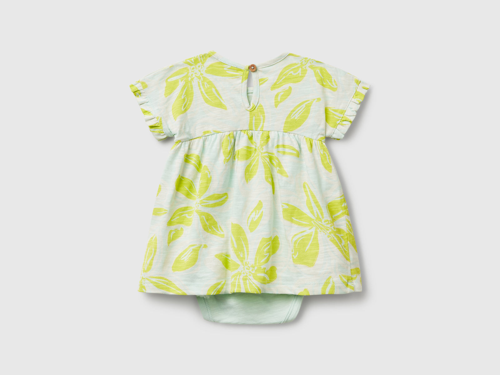 Abito con stampa floreale da neonato verde chiaro 2 | Benetton Outlet