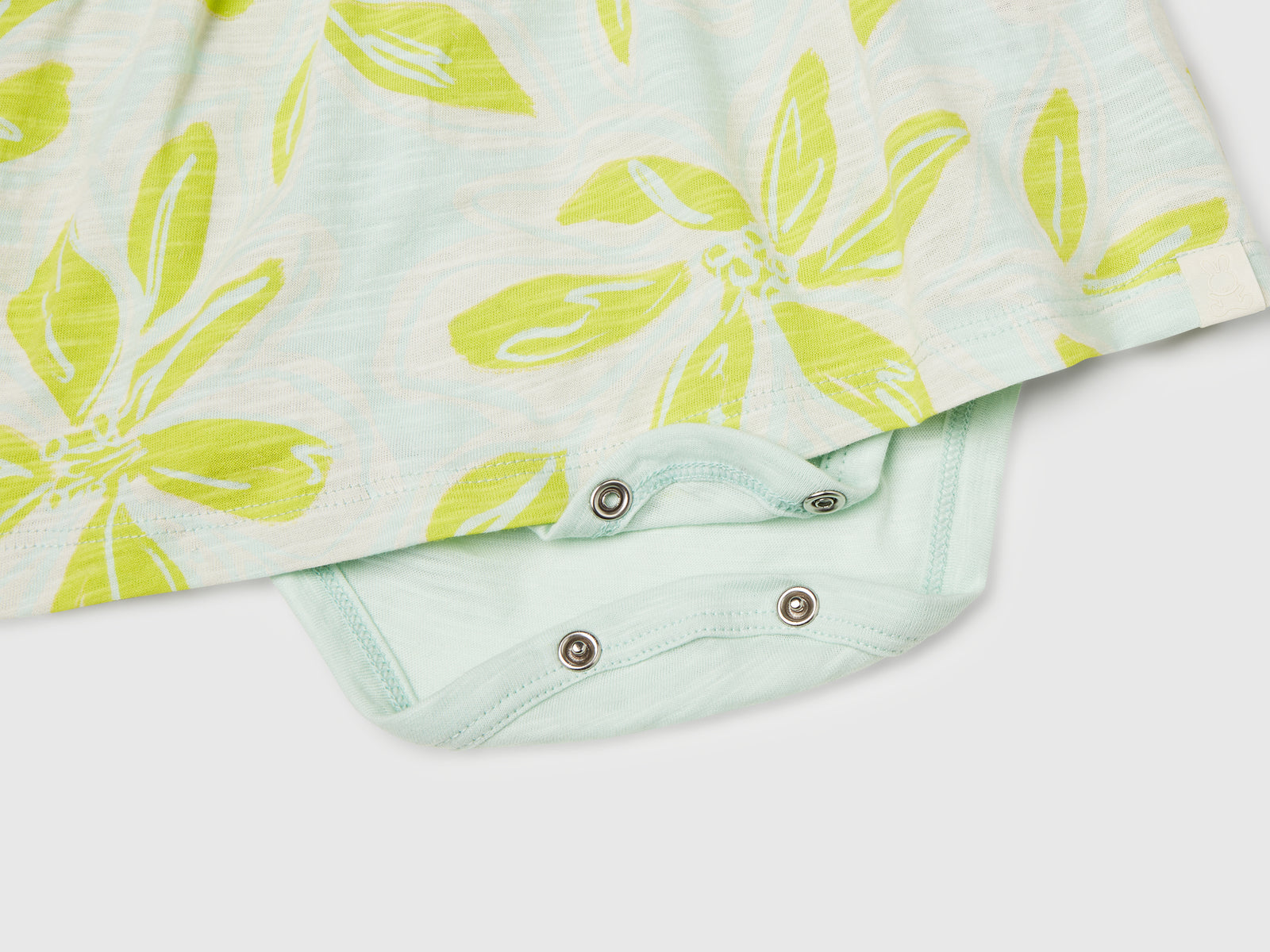 Abito con stampa floreale da neonato verde chiaro 3 | Benetton Outlet