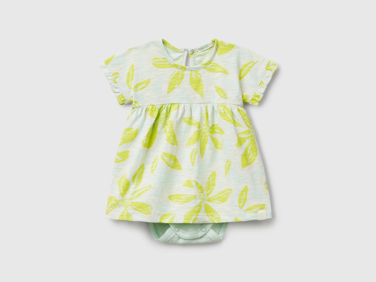 Abito con stampa floreale da neonato verde chiaro | Benetton Outlet