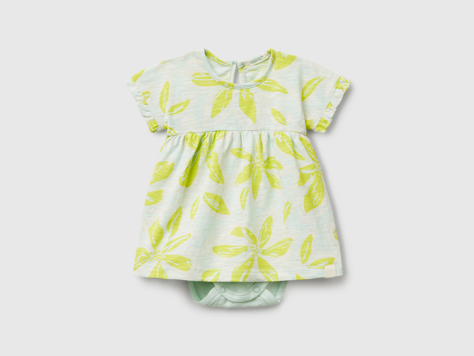 Abito con stampa floreale da neonato verde chiaro | Benetton Outlet