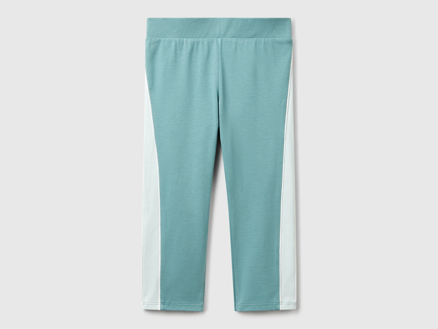 Leggings sportivi con piping da bambina verde acqua | Benetton Outlet