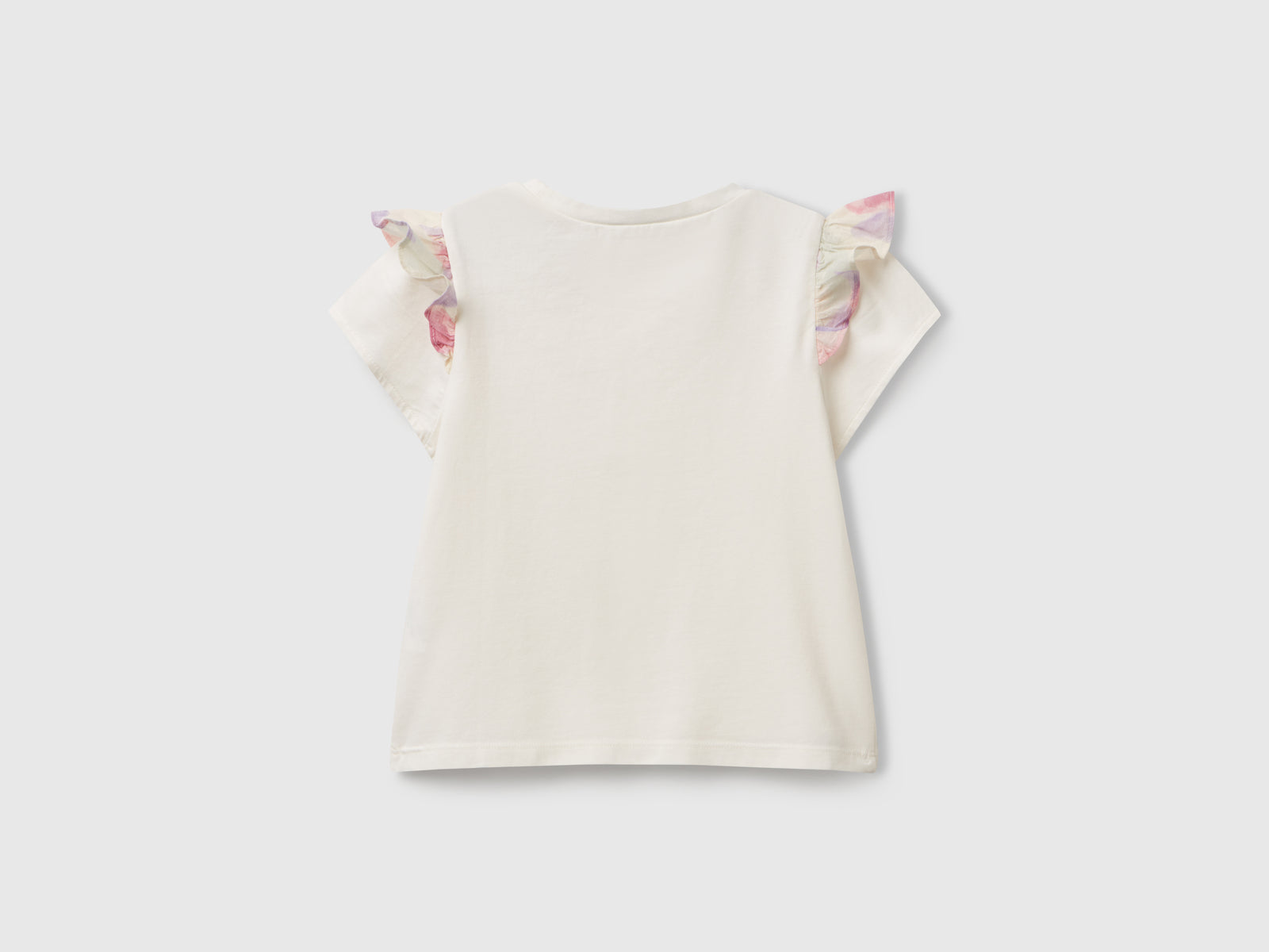 Maglietta con manica ad aletta da bimba bianco panna 2 | Benetton Outlet