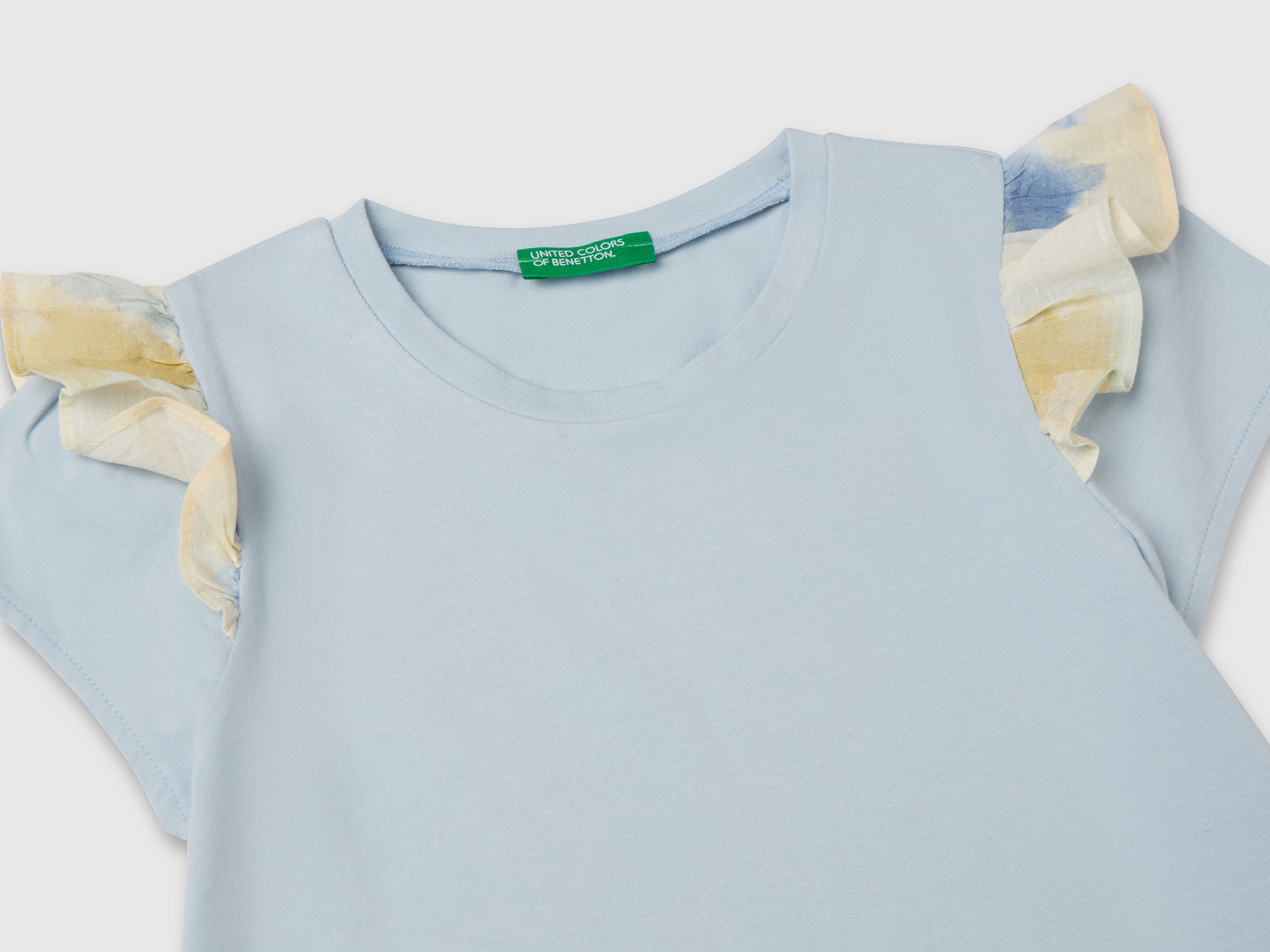 Maglietta con manica ad aletta da bimba azzurro 3 | Benetton Outlet