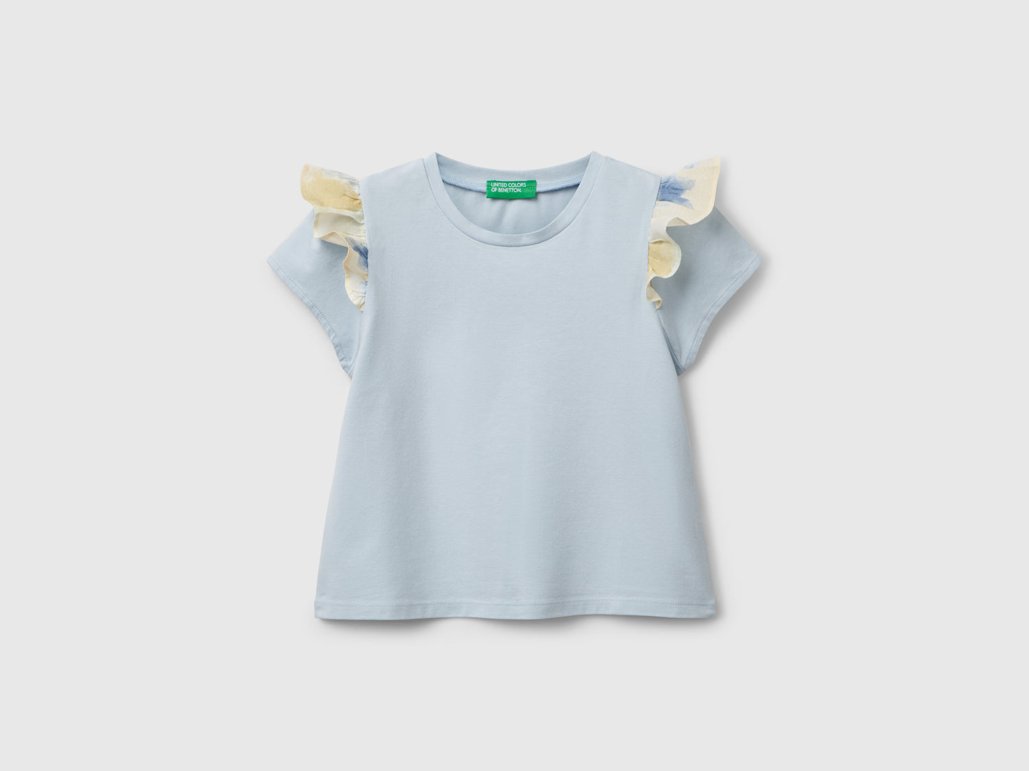 Maglietta con manica ad aletta da bimba azzurro | Benetton Outlet