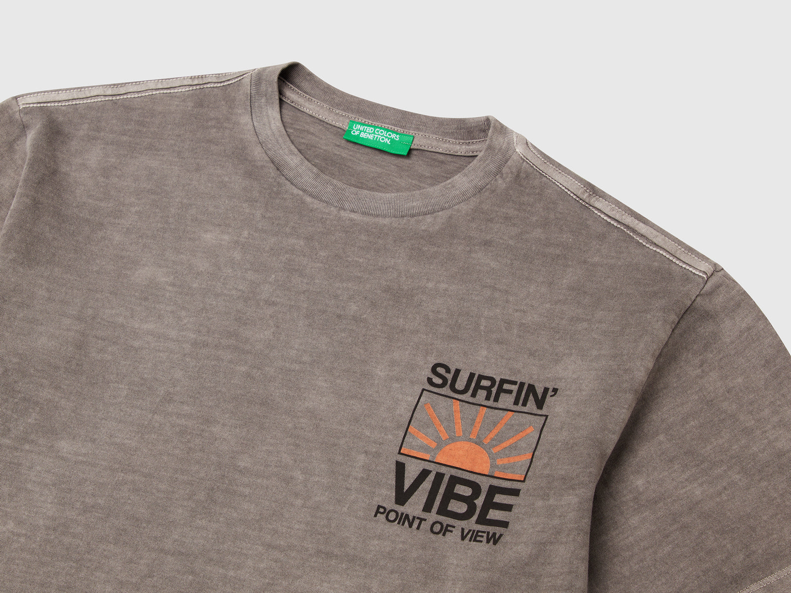 T-shirt con stampa davanti e dietro da bambino grigio 3 | Benetton Outlet