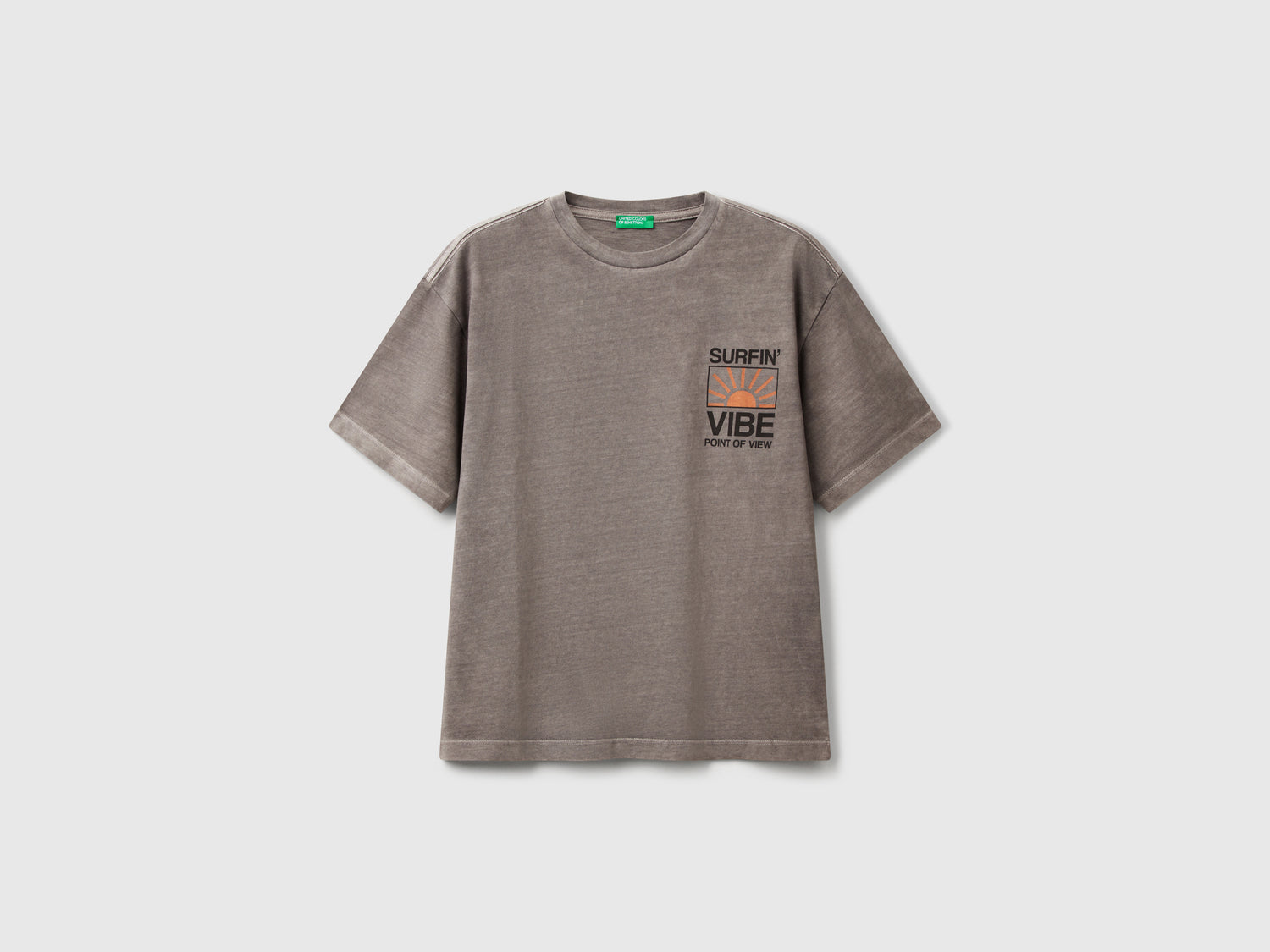 T-shirt con stampa davanti e dietro da bambino grigio | Benetton Outlet