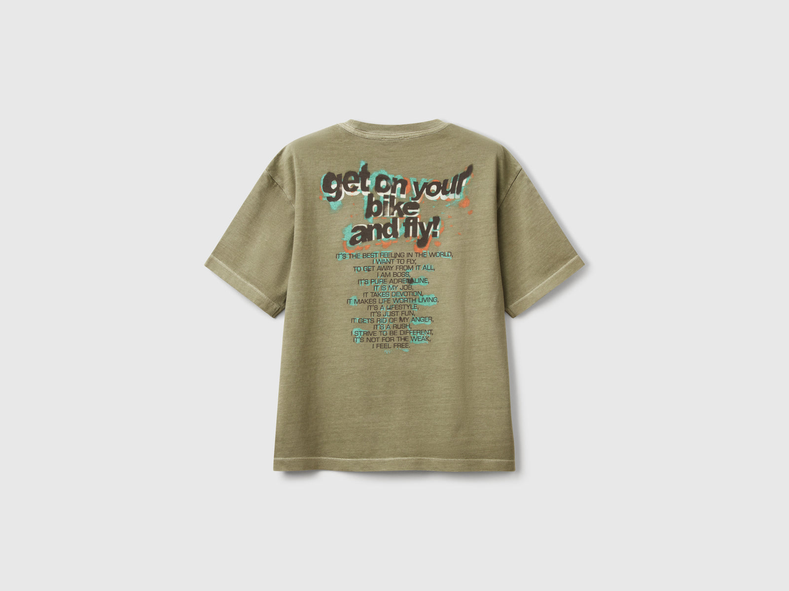 T-shirt con stampa davanti e dietro da bambino verde militare 2 | Benetton Outlet