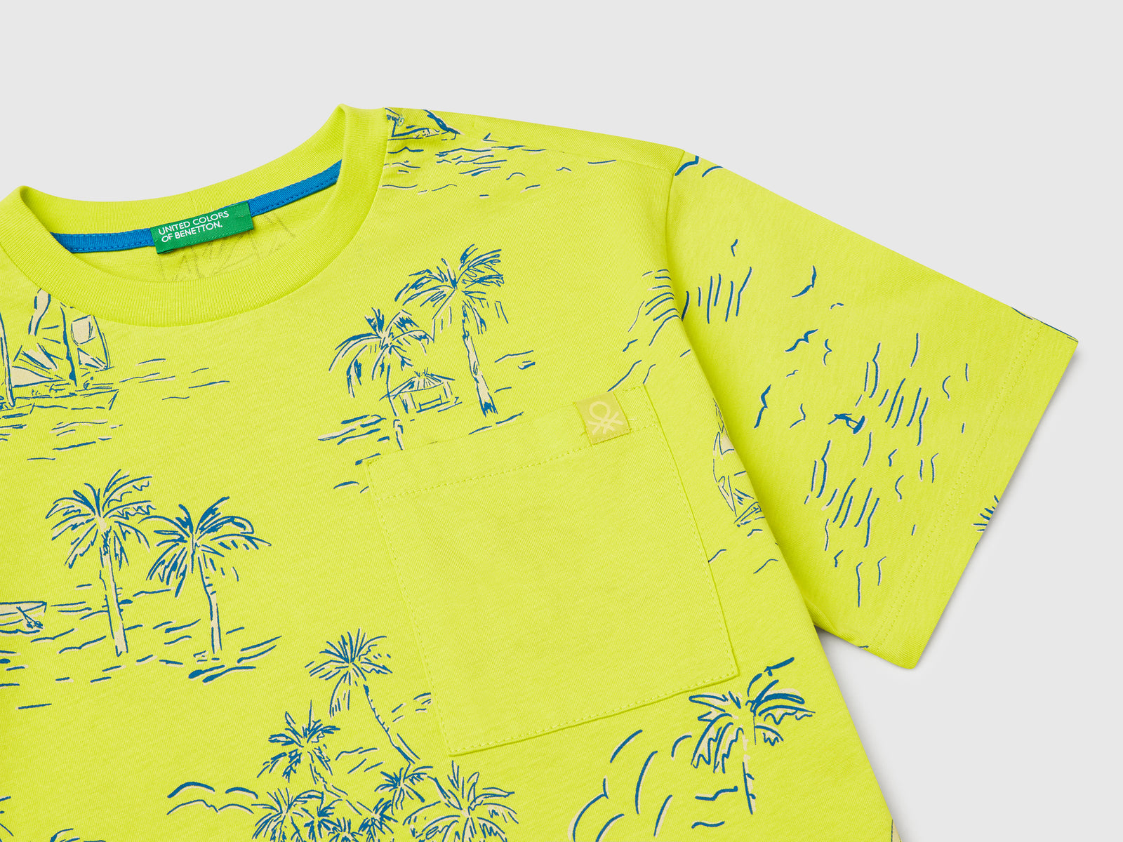 T-shirt con stampa mare da bambino lime 3 | Benetton Outlet