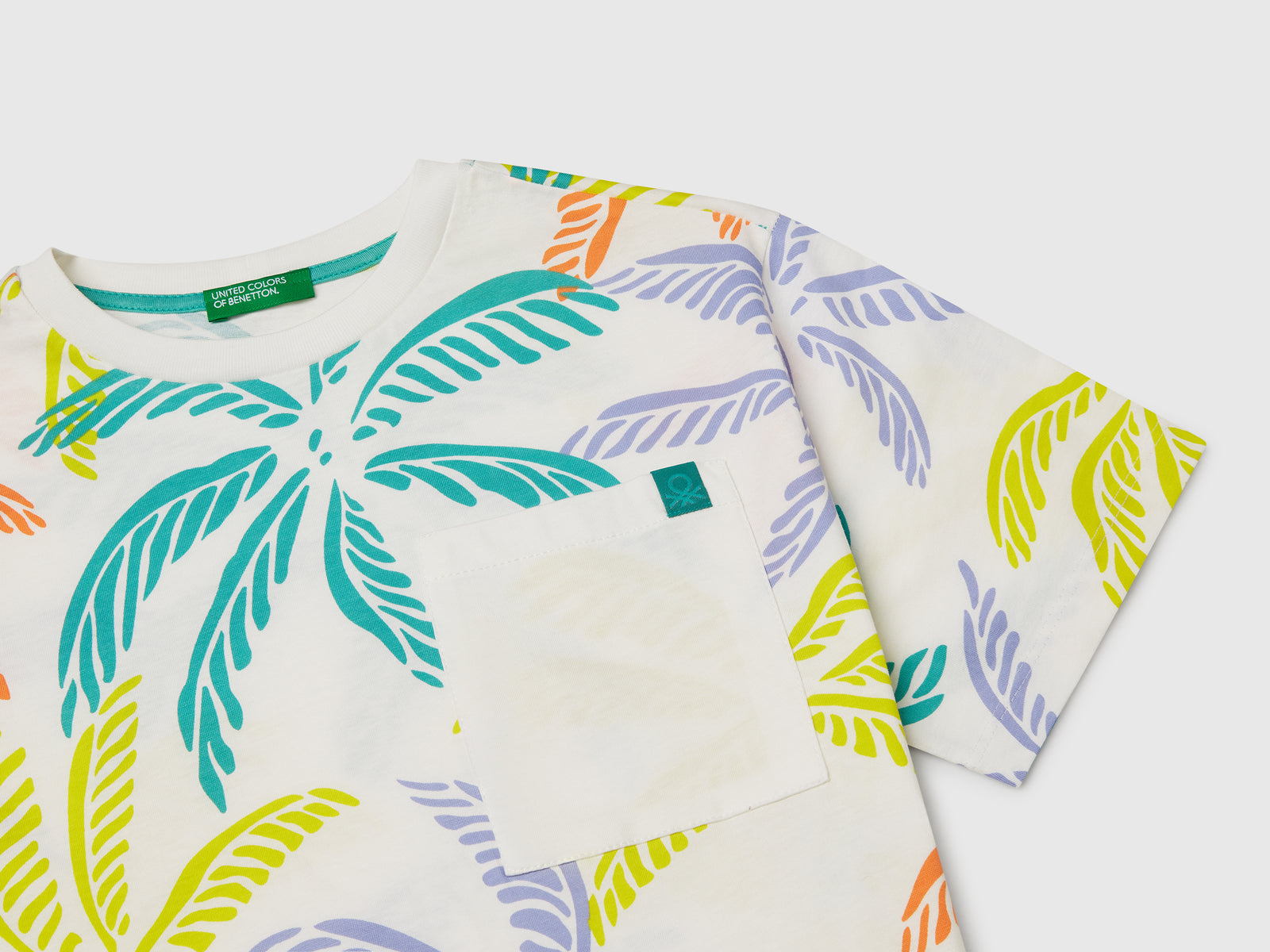 T-shirt con stampa tropicale da bambino bianco panna 3 | Benetton Outlet