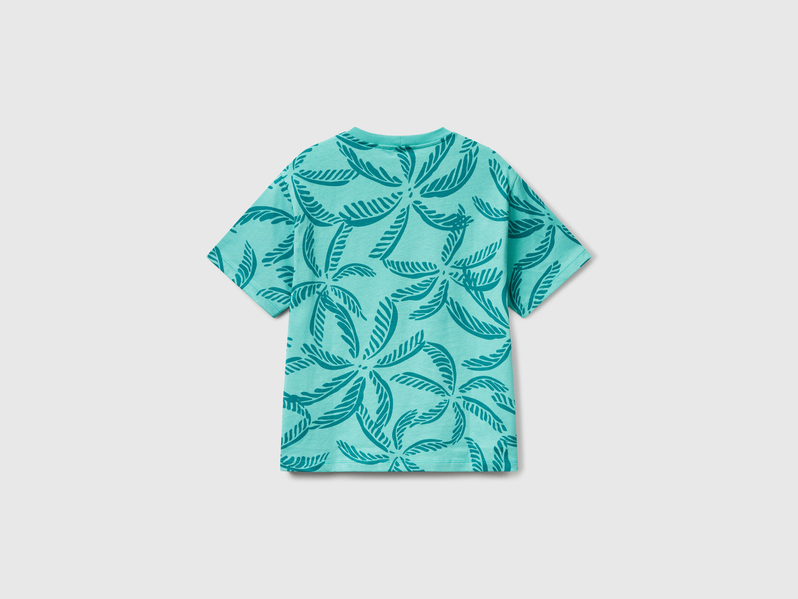 T-shirt con stampa tropicale da bambino verde 2 | Benetton Outlet