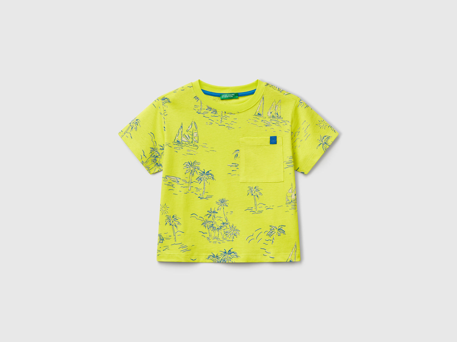 T-shirt over fit con stampa mare da bimbo lime | Benetton Outlet