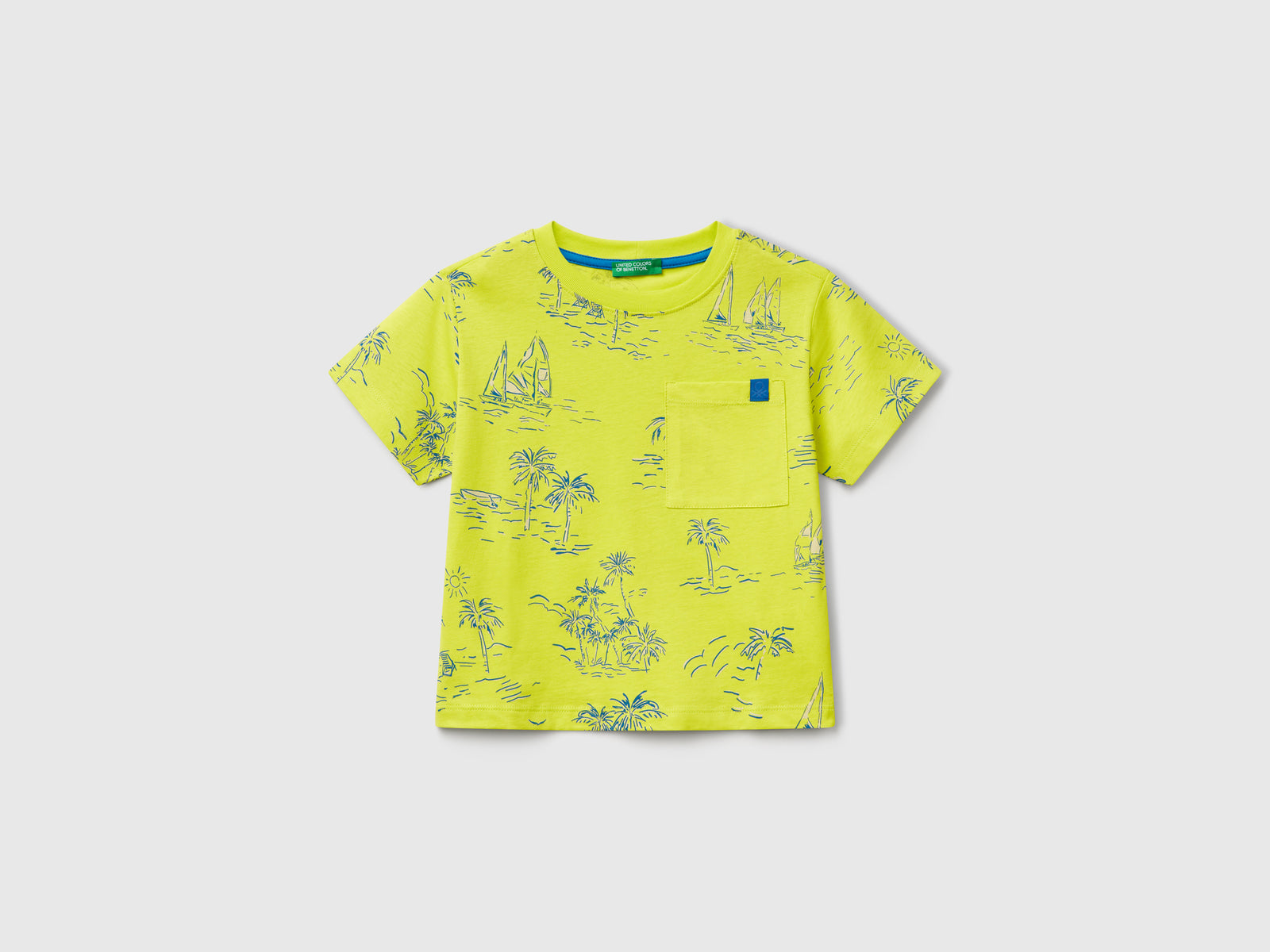 T-shirt over fit con stampa mare da bimbo lime | Benetton Outlet