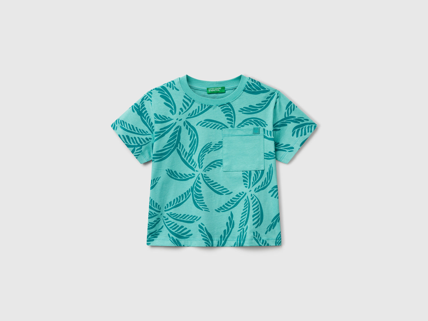 T-shirt con stampa tropicale da bimbo verde | Benetton Outlet
