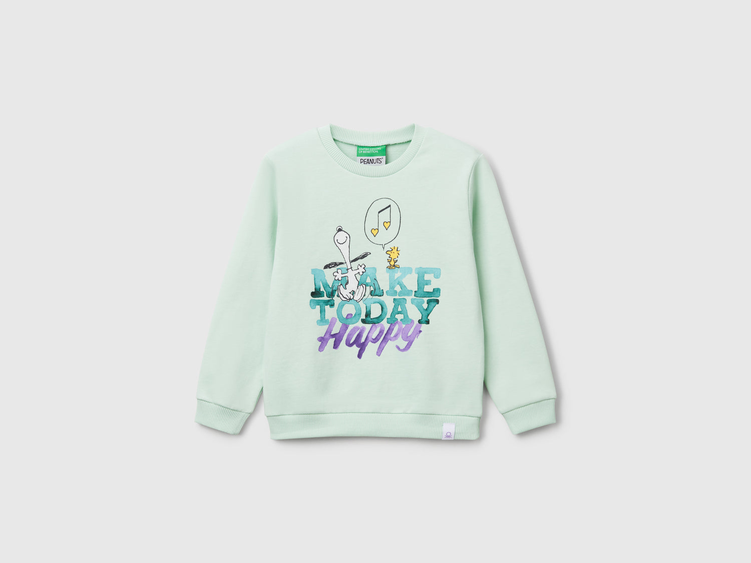 Felpa Snoopy ©Peanuts da bimba verde acqua | Benetton Outlet