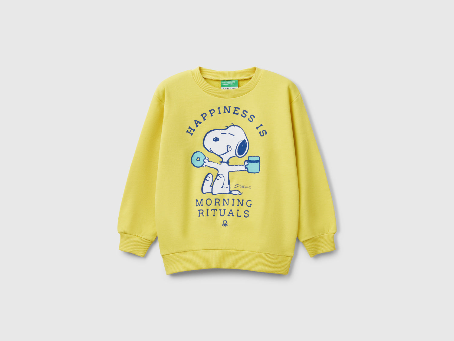 Felpa Snoopy ©Peanuts in cotone da bimbo giallo | Benetton Outlet