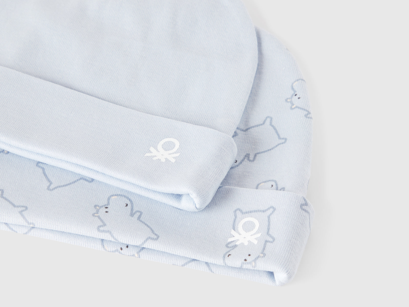 Due cappellini in cotone da neonato azzurro 3 | Benetton Outlet