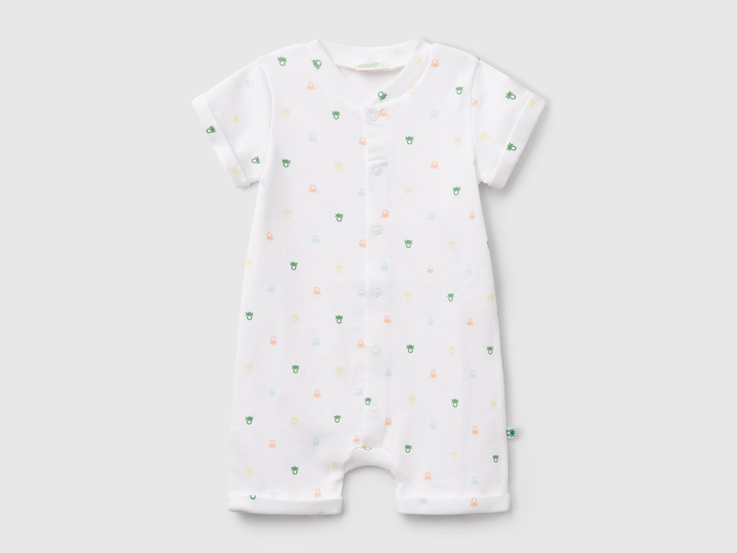 Tutina con stampa loghi da neonato bianco | Benetton Outlet