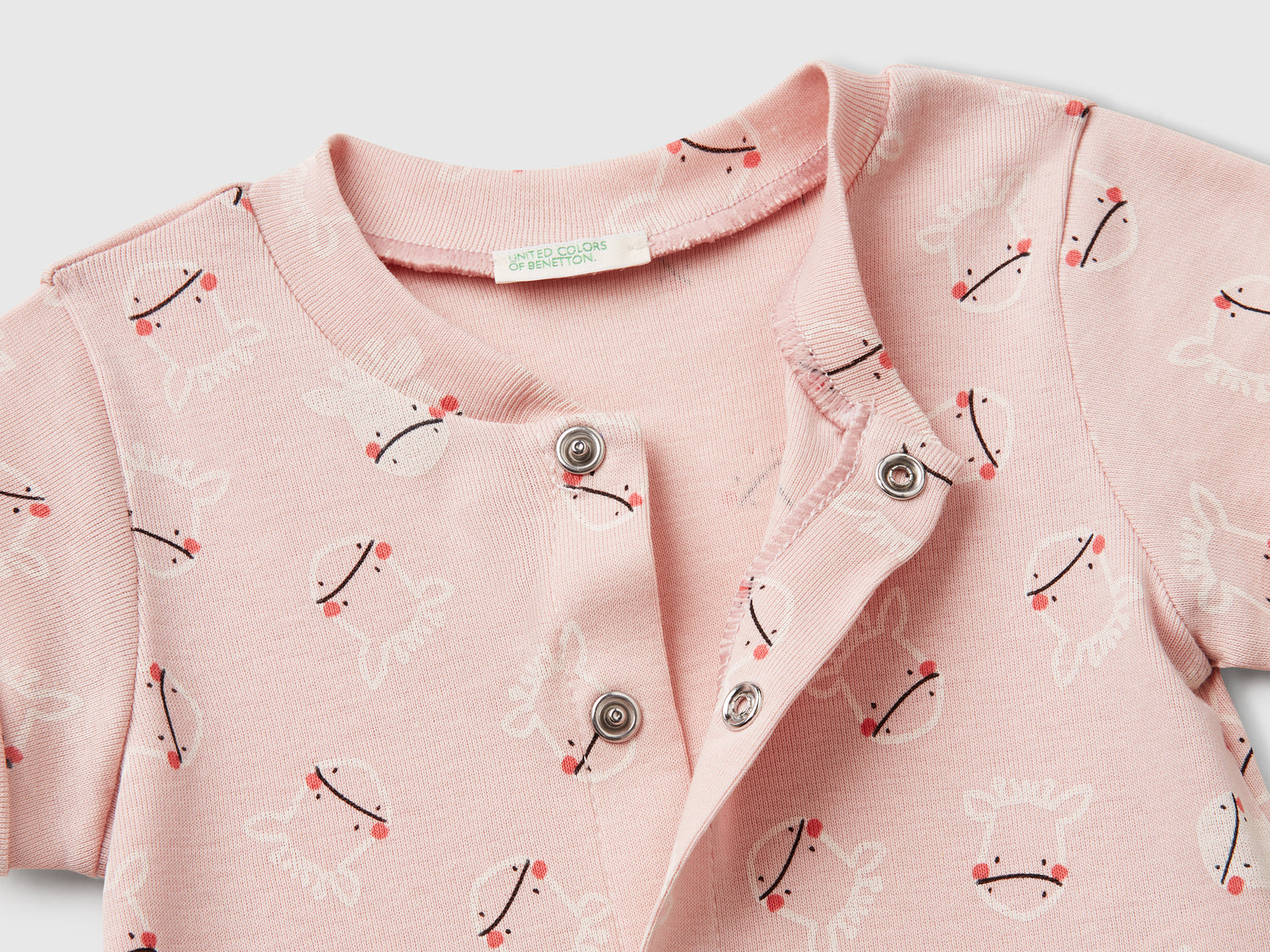Tutina con stampa animaletti da neonato rosa 3 | Benetton Outlet