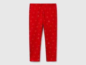 Leggings rossi con stampa cuori