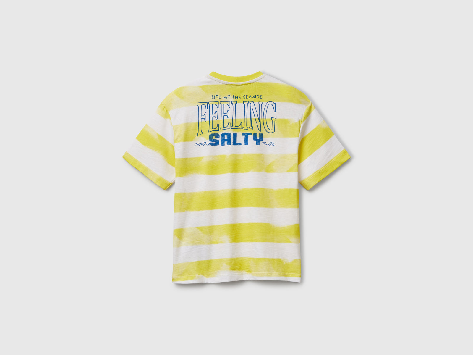 T-shirt a righe con stampa davanti e dietro da bambino giallo 2 | Benetton Outlet
