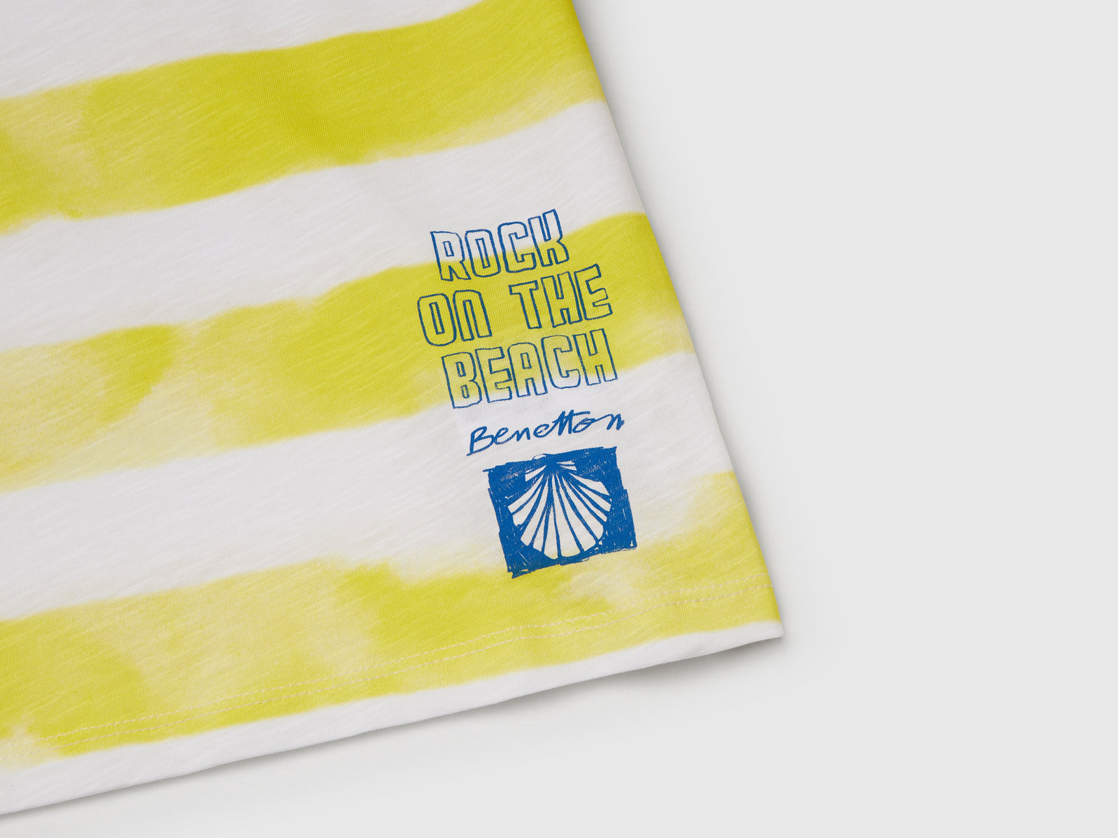 T-shirt a righe con stampa davanti e dietro da bambino giallo 3 | Benetton Outlet