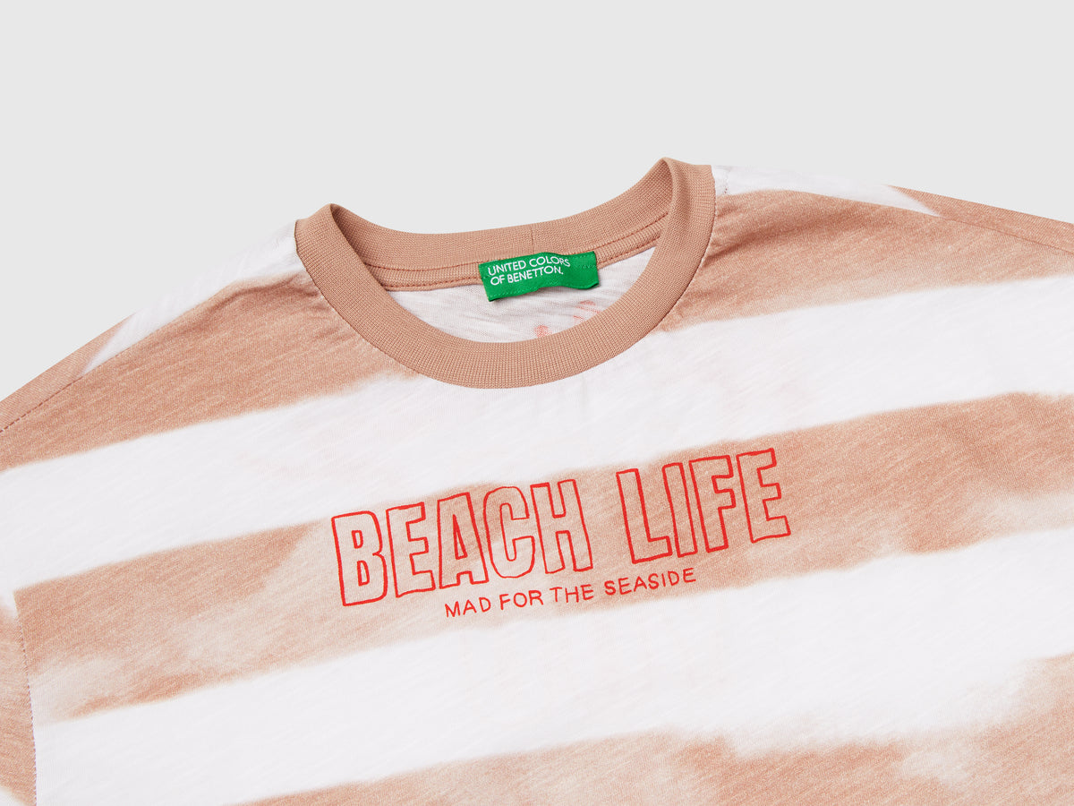 T-shirt a righe con stampa davanti e dietro