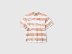 T-shirt a righe con stampa davanti e dietro