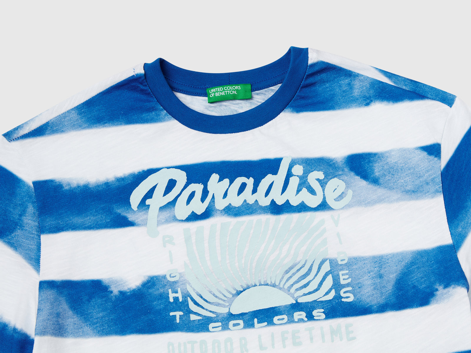 T-shirt a righe con stampa davanti e dietro da bambino blu 3 | Benetton Outlet